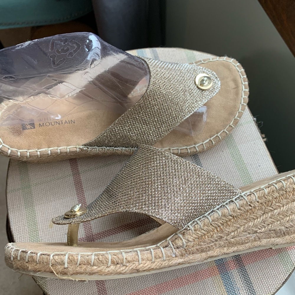 White mountain espadrille sandal slide wedges